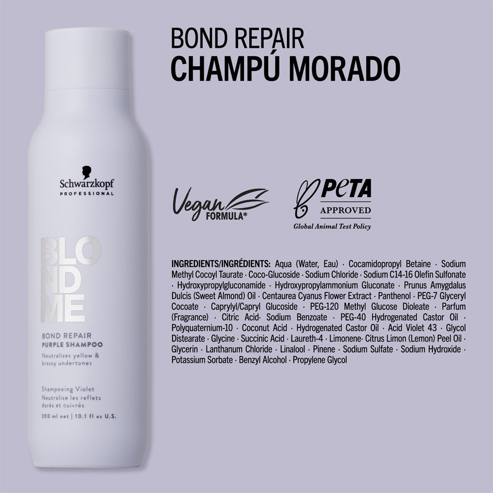 Schwarzkopf - Champú Morado BlondMe Bond Repair Purple 300 ml