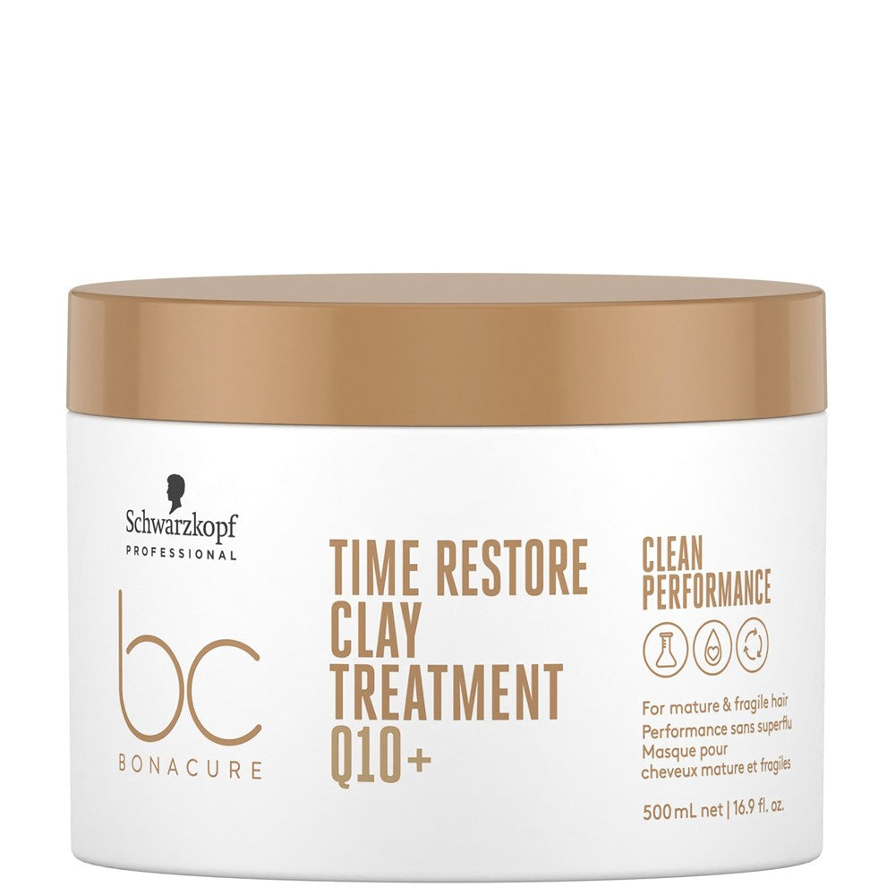 Schwarzkopf - Mascarilla de Arcilla Antiedad BC Bonacure Clean Q10+ Time Restore 500 ml