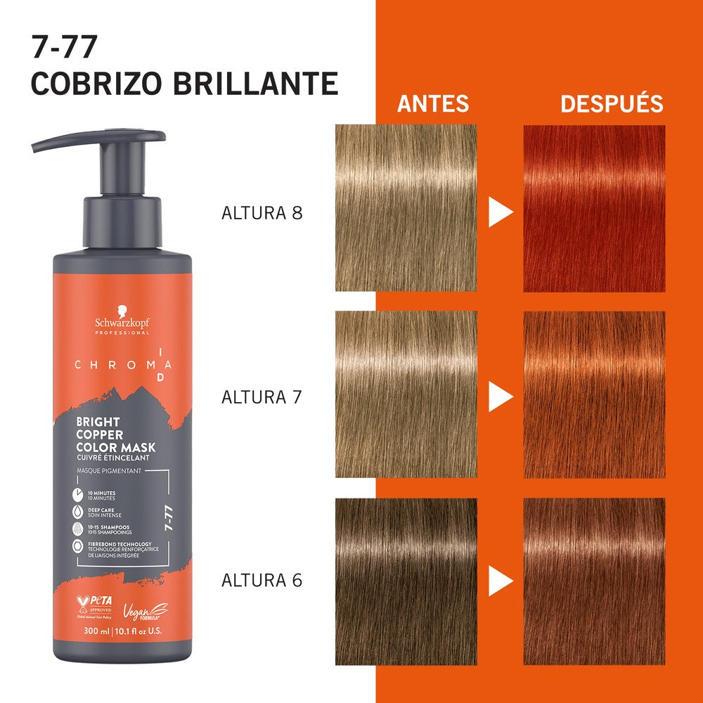 Schwarzkopf - Mascarilla De Color Chroma ID 7-77 Cobrizo Brillante 300 ml