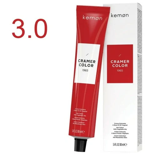 Kemon - Tinte Permanente Cramer Color Natural Mediterráneo 3.0 Castaño Oscuro - 100 ml
