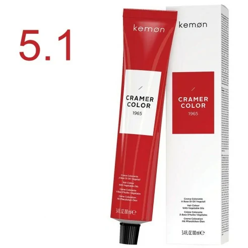 Kemon - Tinte Permanente Cramer Color Cenizas 5.1 Castaño Claro - 100 ml