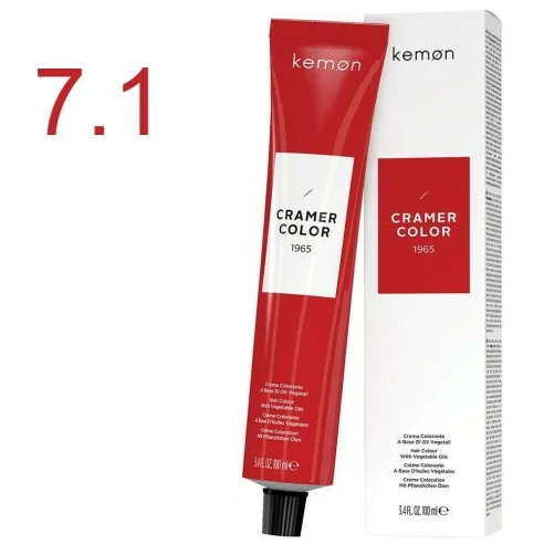 Kemon - Tinte Permanente Cramer Color Cenizas 7.1 Rubio - 100 ml