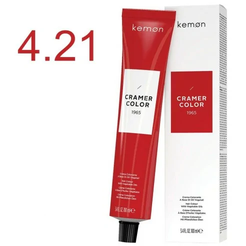Kemon - Tinte Permanente Cramer Color Beige Ceniza 4.21 Castaño - 100 ml