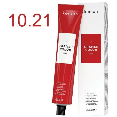Kemon - Tinte Permanente Cramer Color Beige Ceniza 10.21 Rubio Platino - 100 ml