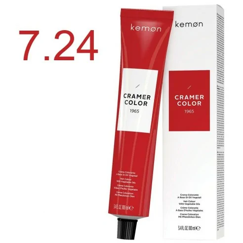 Kemon - Tinte Permanente Cramer Color Beige Cobre 7.24 Rubio - 100 ml