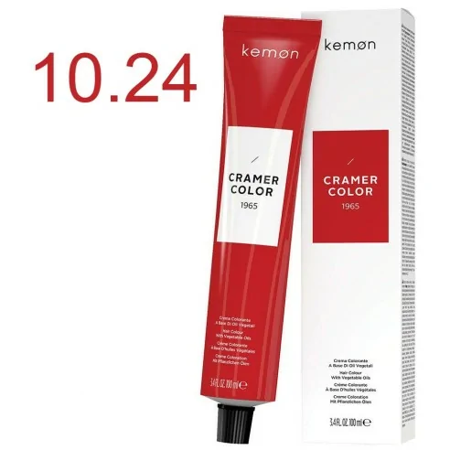 Kemon - Tinte Permanente Cramer Color Beige Cobre 10.24 Rubio Platino- 100 ml