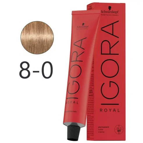 Schwarzkopf - Corante Permanente Igora Royal 8-0 Loiro Claro Natural 60 ml