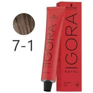 Schwarzkopf - Tinte Permanente Igora Royal 7-1 Rubio Medio Ceniza 60 ml Schwarzkopf - Tinte Permanente Igora Royal 7-1 Rubio Medio Ceniza 60 ml