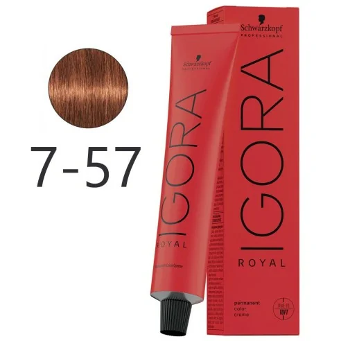 Schwarzkopf - Colorant Permanent Igora Royal 7-57 Medium Blonde Golden Cuivre 60 ml