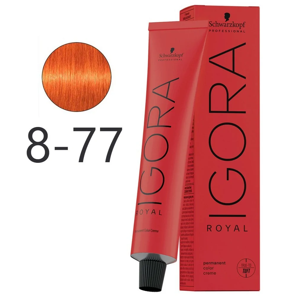  Schwarzkopf Professional Igora Royal Permanent Hair Color, 8-77,  Light Blonde Copper, 60 Gram : Chemical Hair Dyes : Beauty & Personal Care