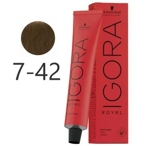Schwarzkopf - Colorant Permanent Igora Royal 7-42 Medium Blonde Beige Fumée 60 ml Schwarzkopf - Colorant Permanent Igora Royal 7-42 Medium Blonde Beige Fumée 60 ml