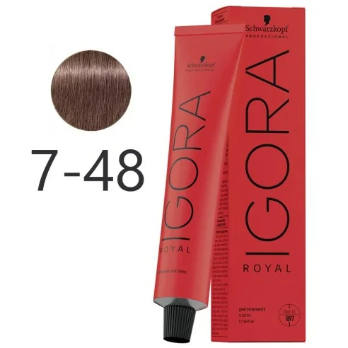 Schwarzkopf - Permanent Dye Igora Royal 7-48 Medium Blonde Beige Red 60 ml