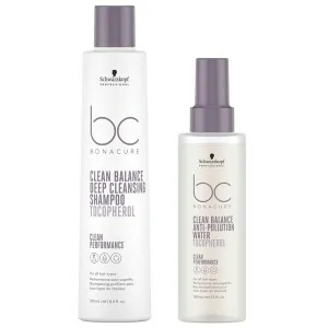 Schwarzkopf - Pack BC Bonacure Clean Balance Deep Cleansing Shampoo + Agua Anticontaminación 150 ml | Coserty.com Schwarzkopf - Pack BC Bonacure Clean Balance Deep Cleansing Shampoo + Agua Anticontaminación 150 ml | Coserty.com