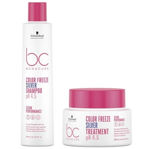 Schwarzkopf - Pack BC Bonacure Clean Color Freeze Silver Shampoo 250 ml + Silver Treatment 200 ml