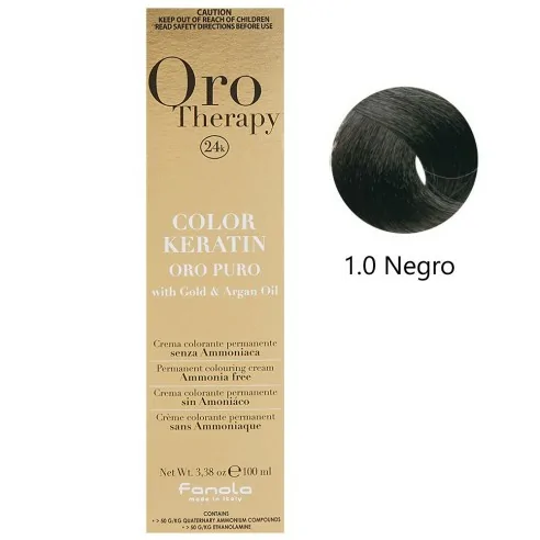 Fanola - Tinte Oro Therapy 24k Color Keratin 1.0 Black 100 ml