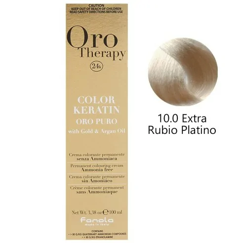 Fanola - Tinte Oro Therapy 24k Color Keratin 10.0 Extra Rubio Platino 100 ml