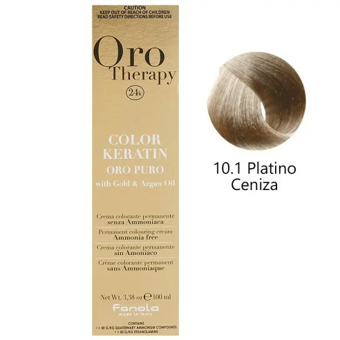 Fanola - Tinte Oro Therapy 24k Color Keratin 10.1 Platinum Ash 100 ml