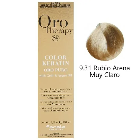 Fanola - Tinte Oro Therapy 24k Color Queratina 9.31 Loira Areia Muito Clara 100 ml