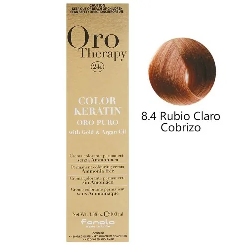 Fanola - Dye Gold Therapy 24k Color Queratina 8.4 Cobre Loiro Claro 100 ml
