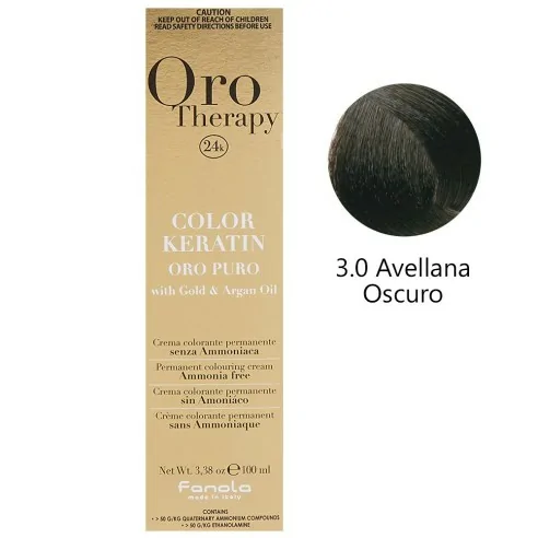 Fanola - Tinte Oro Therapy 24k Color Queratina 3.0 Avelã Escura 100 ml