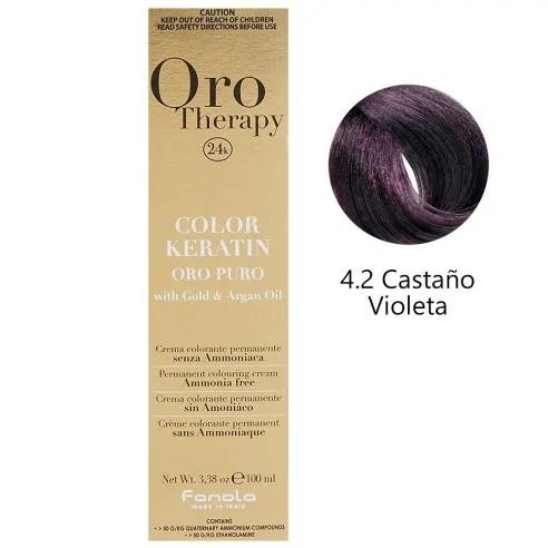 Fanola - Tinte Oro Therapy 24k Color Queratina 4.2 Castanha Violeta 100 ml