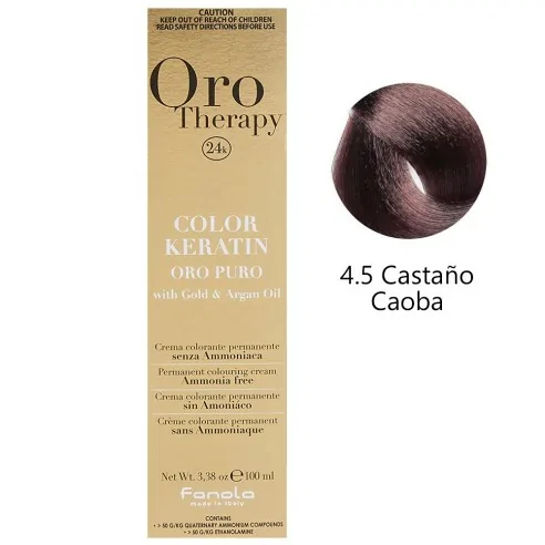 Fanola - Tinte Oro Therapy 24k Color Keratin 4.5 Castaño Caoba 100 ml
