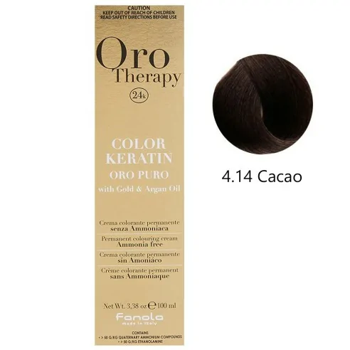 Fanola - Tinte Oro Therapy 24k Color Keratin 4.14 Cacao 100 ml