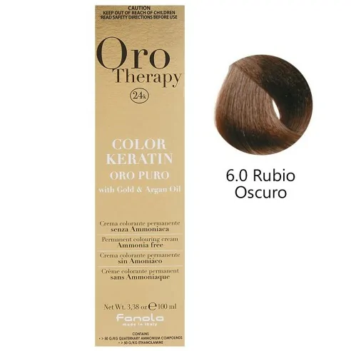 Fanola - Dye Oro Therapy 24k Color Queratina 6.0 Loira Escura 100 ml
