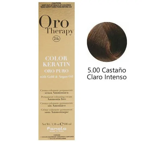 Fanola - Tinte Oro Therapy 24k Color Queratina 5.00 Castanha de Luz Intensa 100 ml