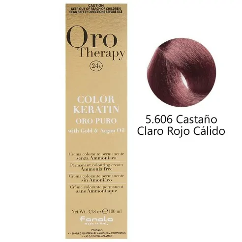 Fanola - Dye Oro Therapy 24k Color Queratina 5.606 Castanha Clara Vermelho Quente 100 ml