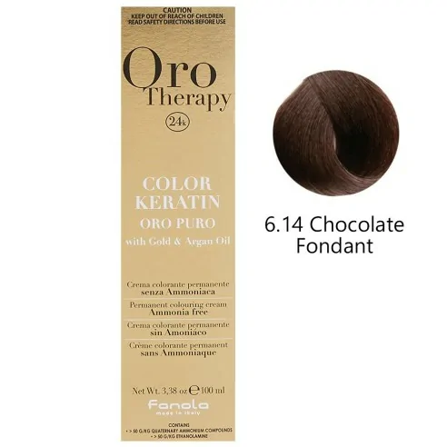 Fanola - Tinte Oro Therapy 24k Color Keratin 6.14 Cioccolato Fondente 100 ml