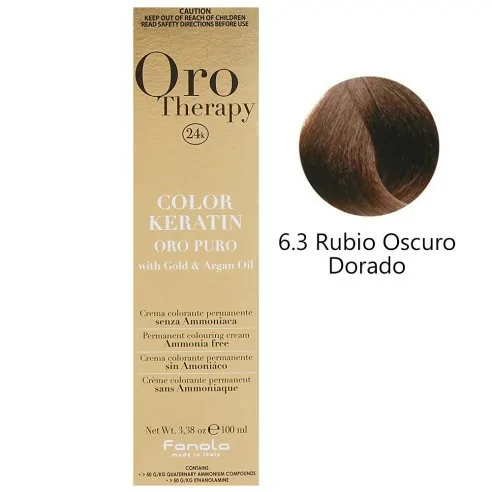 Fanola - Dye Oro Therapie 24k Farbe Keratin 6.3 Dunkelblond Golden 100 ml