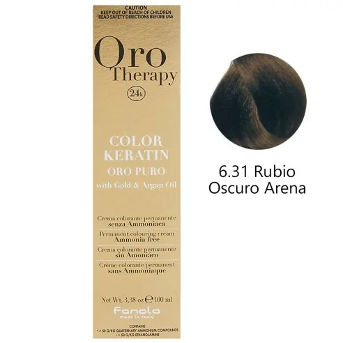Fanola - Tinte Oro Therapy 24k Color Queratina 6.31 Areia Loira Escura 100 ml