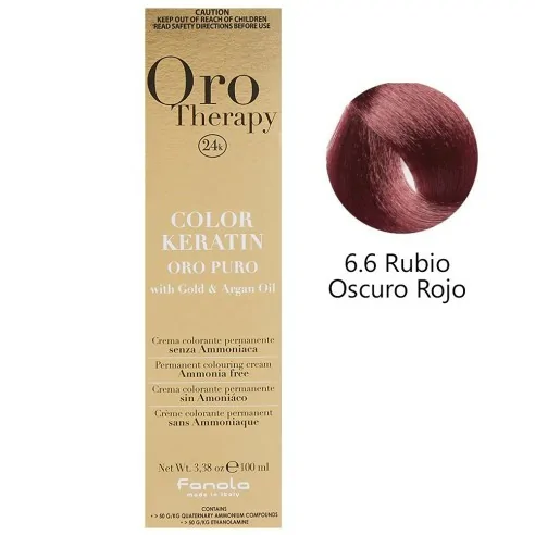 Fanola - Tinte Oro Therapy 24k Color Keratin 6.6 Rubio Oscuro Rojo 100 ml