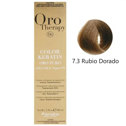 Fanola - Tinte Oro Therapy 24k Color Keratin 7.3 Rubio Dorado 100 ml