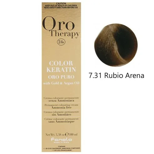 Fanola - Tinte Oro Therapy 24k Color Keratin 7.31 Rubio Arena 100 ml