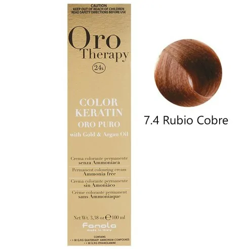 Fanola - Dye Oro Thérapie 24k Couleur Kératine 7.4 Blond Cuivre 100 ml