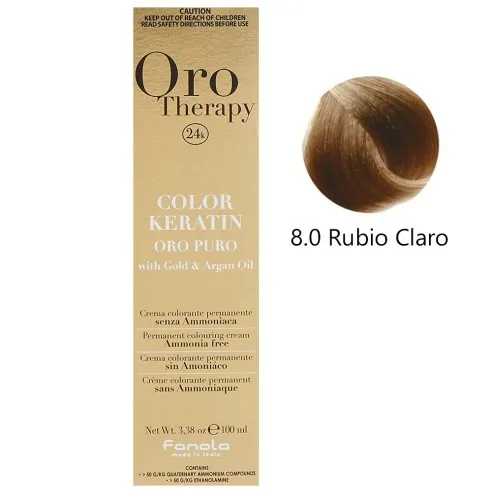 Fanola - Tinte Oro Therapy 24k Cheratina Colore 8.0 Biondo Chiaro 100 ml