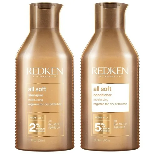 Redken - Pack Hidratante All Soft Champú 300 ml + Acondicionador 300 ml