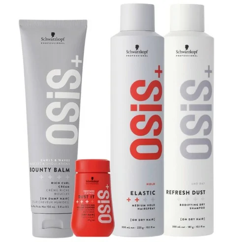 Schwarzkopf - Osis+ Pack Bounty Balm 150 ml + Dust It 10 g + Elastic 300 ml + Refresh Dust 300 ml