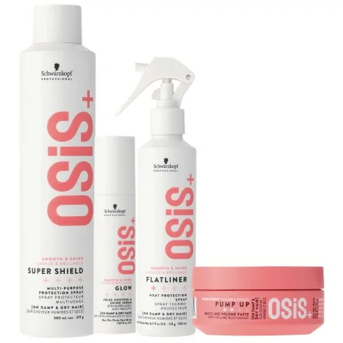 Schwarzkopf - Osis+ Pack Super Shield 300 ml + Glow 50 ml + Flatliner 200 ml + Pump Up 85 ml