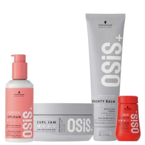 Schwarzkopf - Osis+ Pack Upload 200 ml + Curl Jam 300 ml + Bounty Balm 150 ml + Dust It 10 g