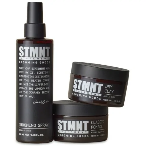 STMNT - Pack Nomad Barber Classic Pomade 100 ml + Dry Clay 100 ml + Grooming Spray 200 ml