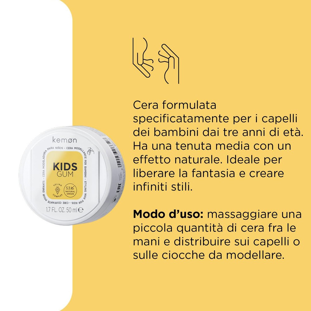 Kemon - Cera Modeladora para Niños Hair Care Kids Gum 50 ml