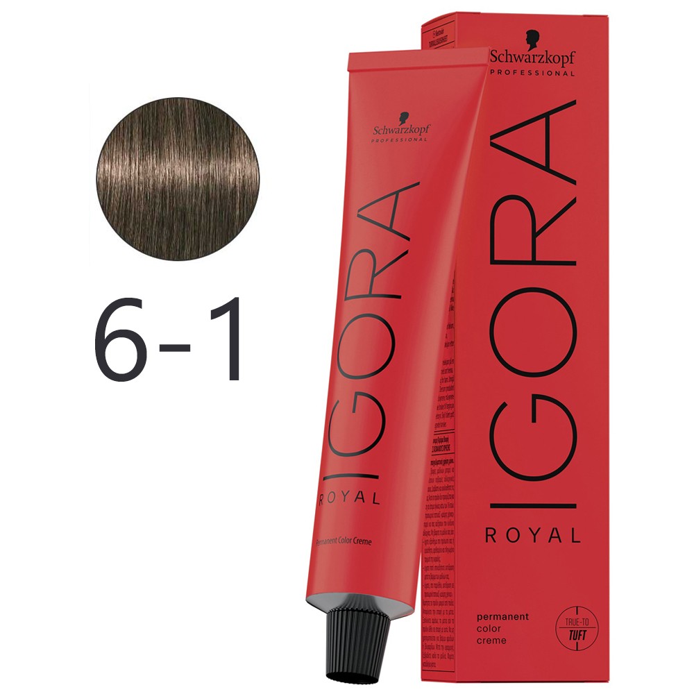 Schwarzkopf - Tinte Permanente Igora Royal 6-1 Rubio Oscuro Ceniza 60 ml