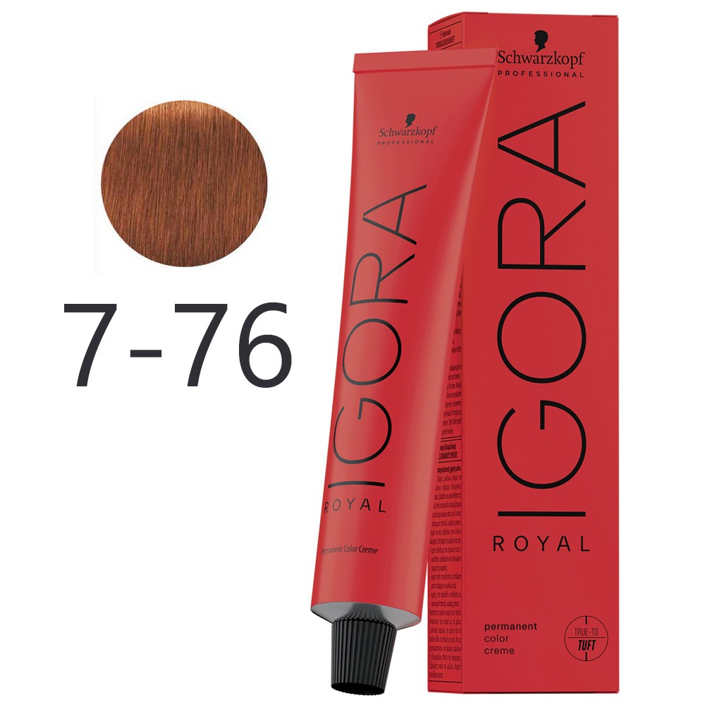 Schwarzkopf - Tinte Permanente Igora Royal 7-76 Rubio Medio Cobrizo Marrón 60 ml