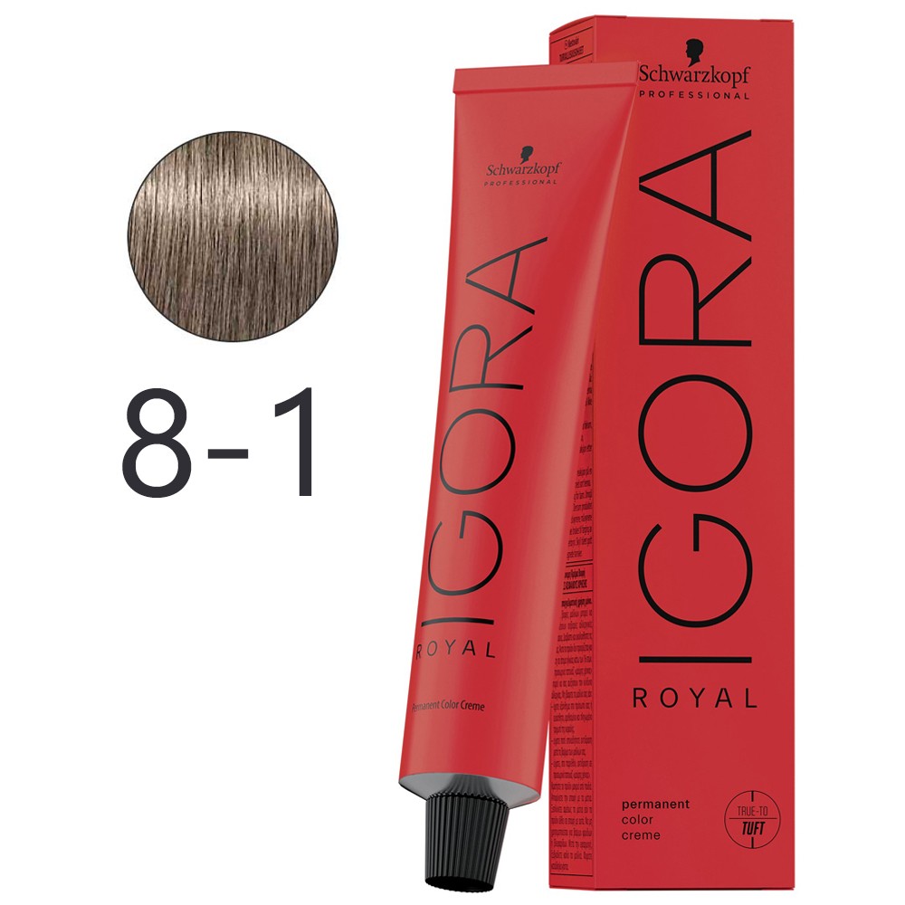 Schwarzkopf - Tinte Permanente Igora Royal 8-1 Rubio Claro Ceniza 60 ml