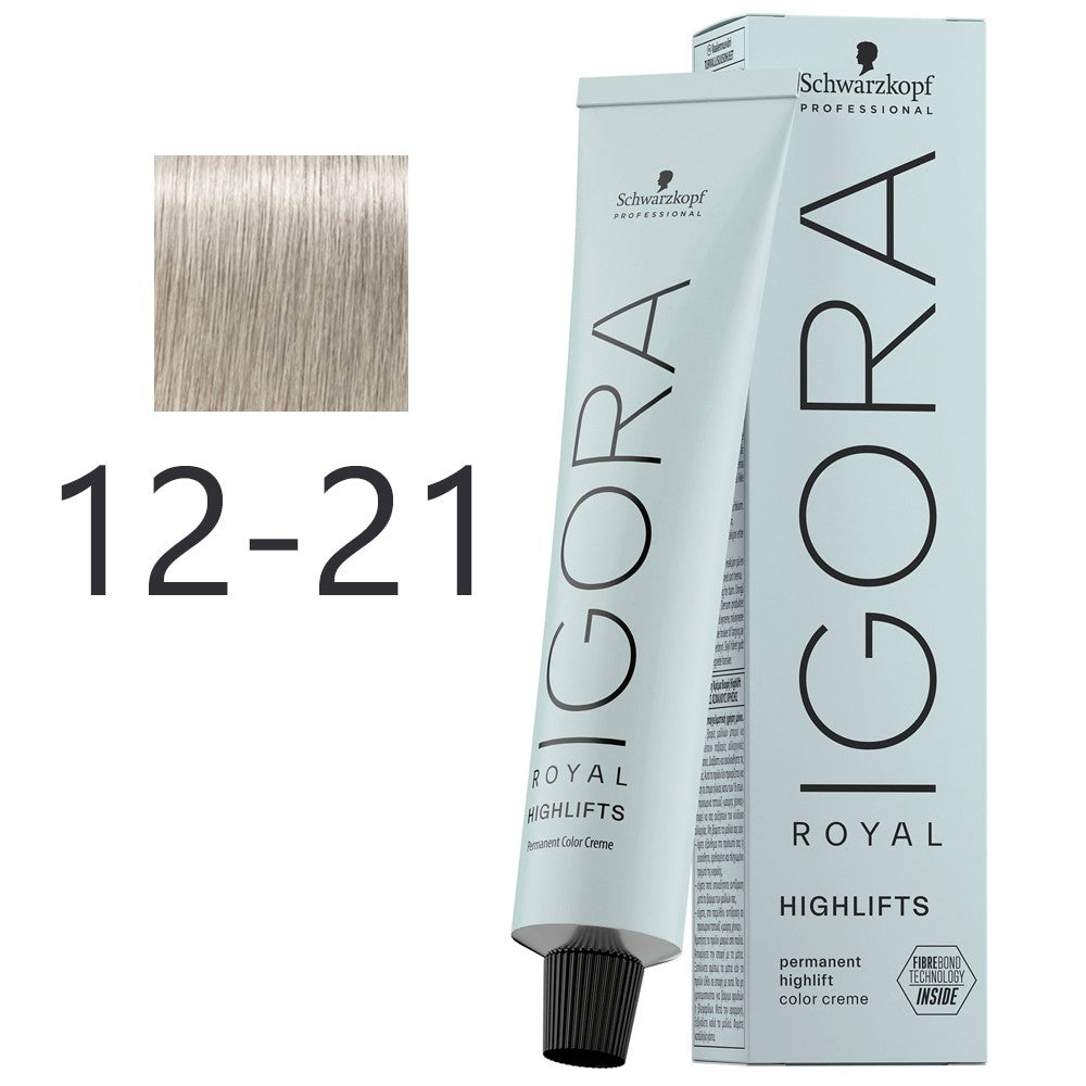 Schwarzkopf - Tinte Superaclarante Igora Royal Highlifts 12-21 Rubio Platino Humo Ceniza 60 ml