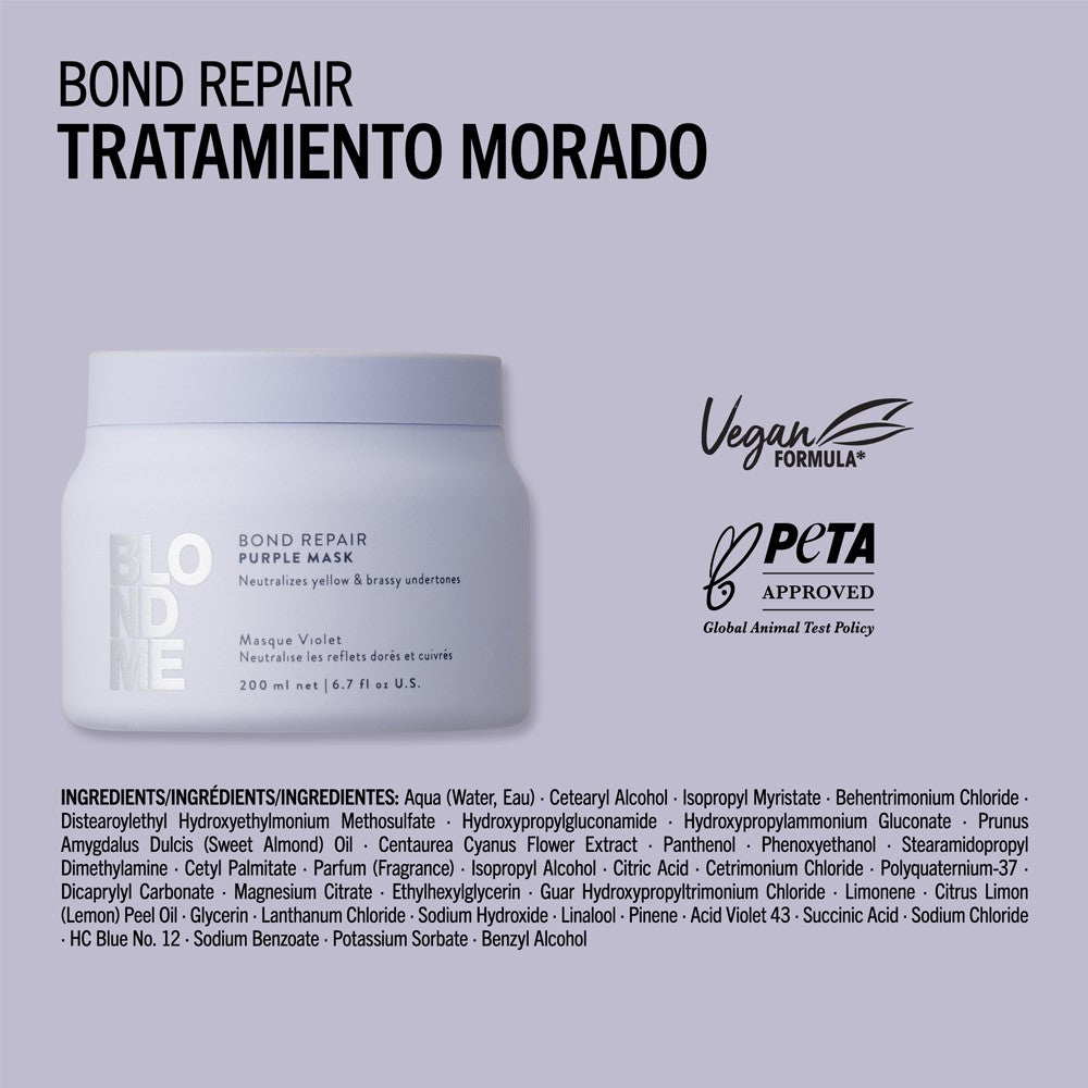 Schwarzkopf - Tratamiento Morado BlondMe Bond Repair Purple Mask 200 ml