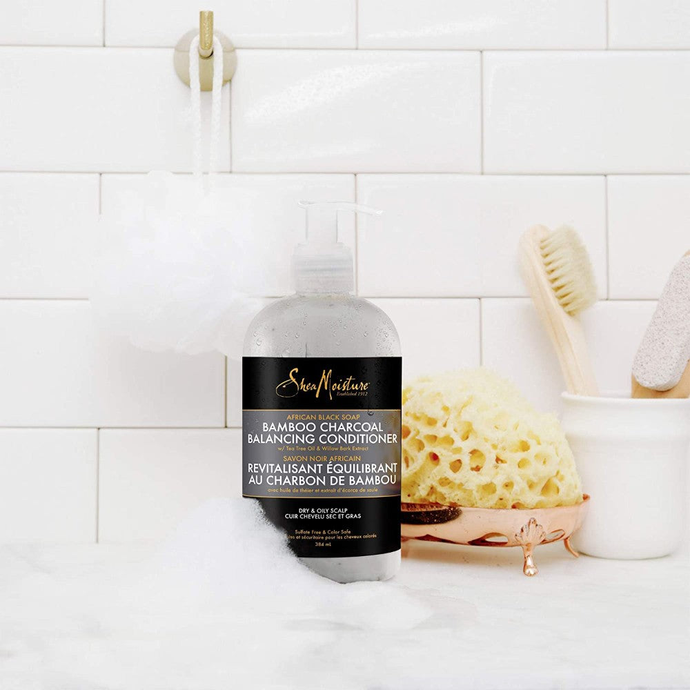 Shea Moisture - Acondicionador de Limpieza Profunda African Black Soap Bamboo Charcoal 384 ml